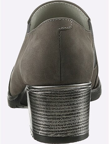 Trotteurs à front haut en cuir velours avec empiècement extensible - Taille standard - Helline