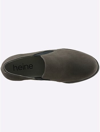 Trotteurs à front haut en cuir velours avec empiècement extensible - Taille standard - Helline