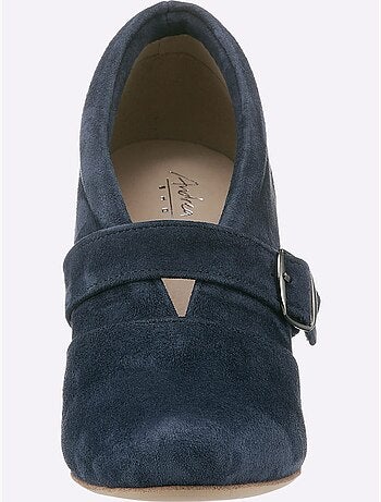 Trotteurs en synthétique velours avec talon bottier et doublure cuir - Taille standard - Helline