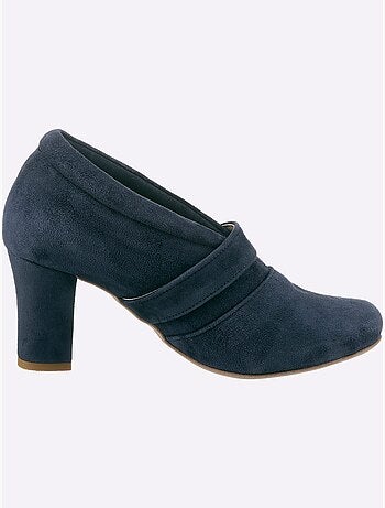 Trotteurs en synthétique velours avec talon bottier et doublure cuir - Taille standard - Helline