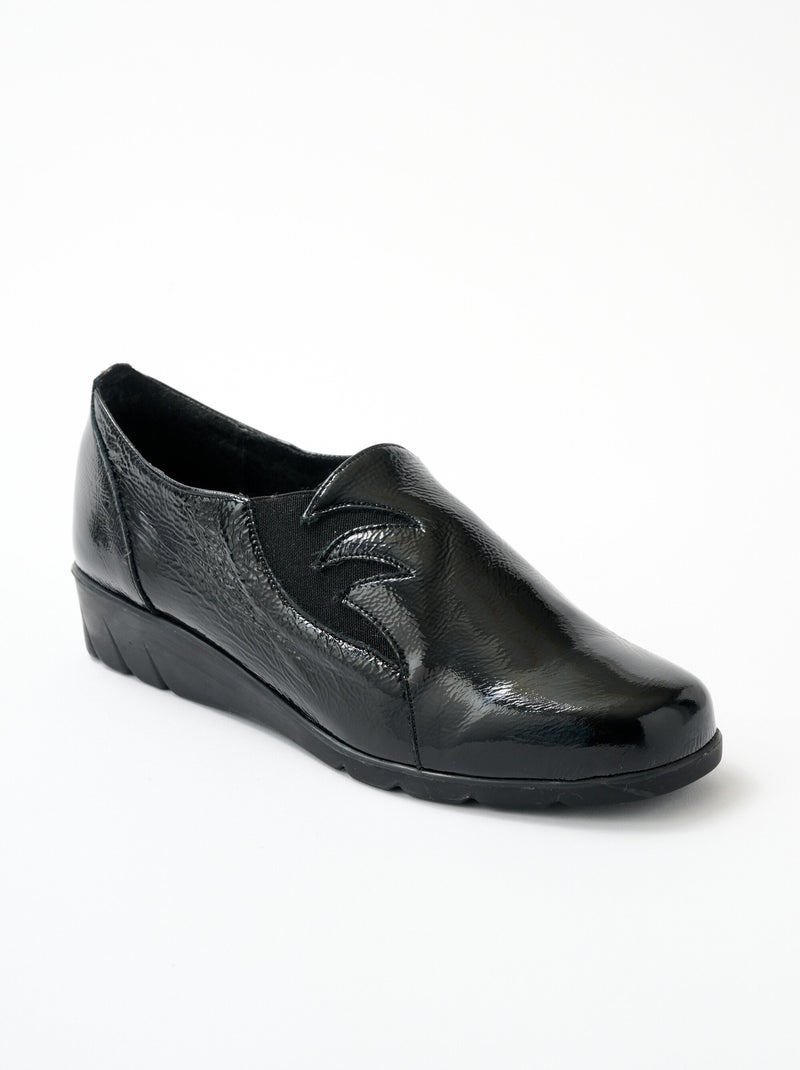 Trotteurs élastiqués largeur confort vernis Noir - Kiabi
