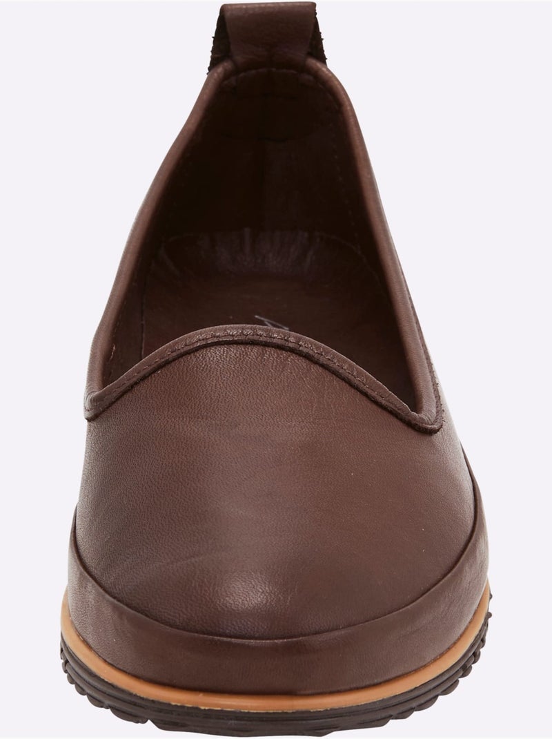Trotteurs en cuir à semelle intérieure amovible et flexible - Taille standard - Helline Marron foncé - Kiabi