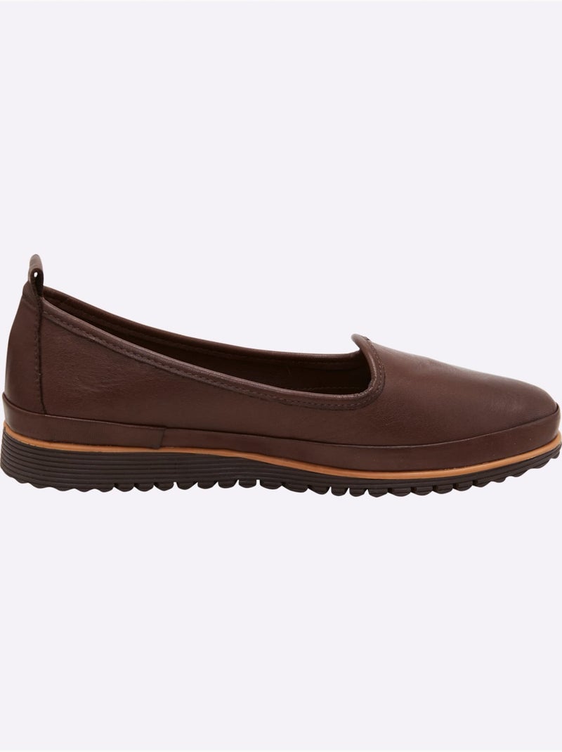 Trotteurs en cuir à semelle intérieure amovible et flexible - Taille standard - Helline Marron foncé - Kiabi