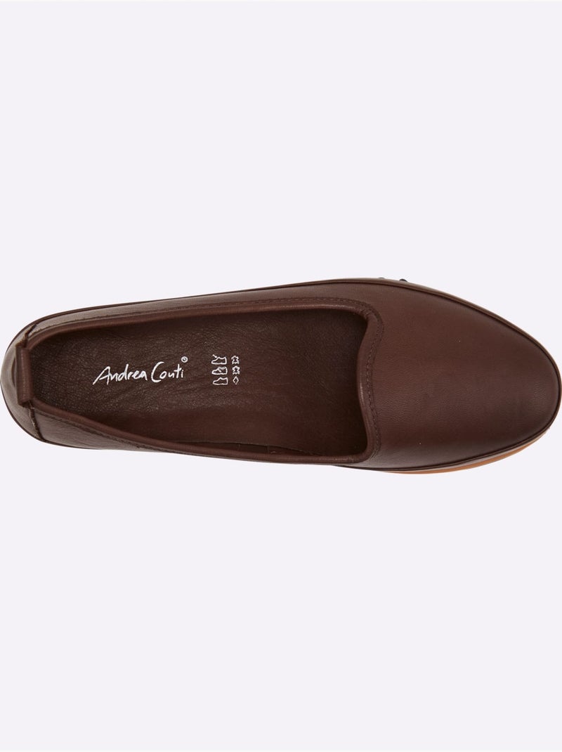 Trotteurs en cuir à semelle intérieure amovible et flexible - Taille standard - Helline Marron foncé - Kiabi