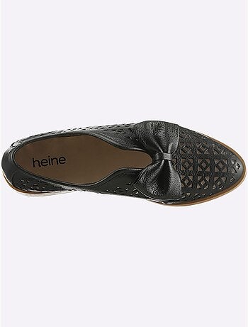 Trotteurs en cuir ajouré avec nœud et semelle en caoutchouc - Taille standard - Helline