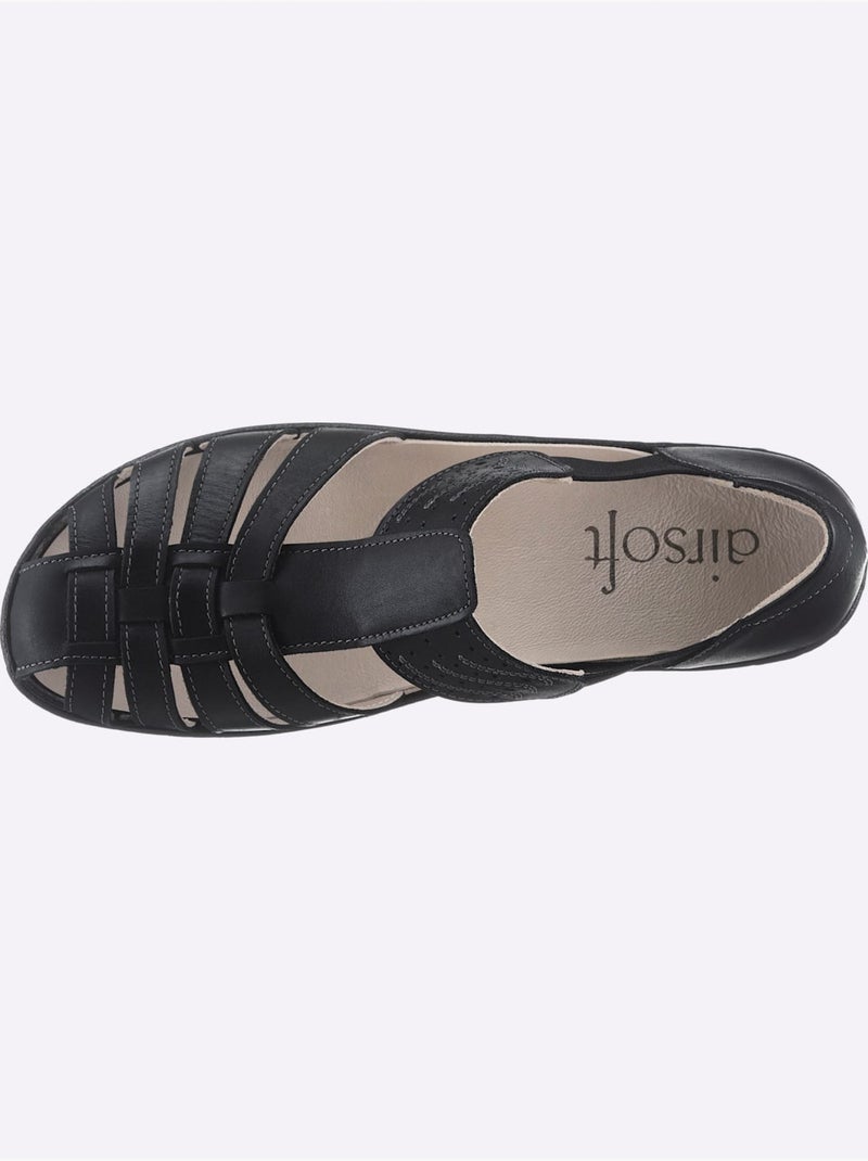 Trotteurs en cuir avec découpe et perforations décoratives - Taille standard - Witt Noir - Kiabi