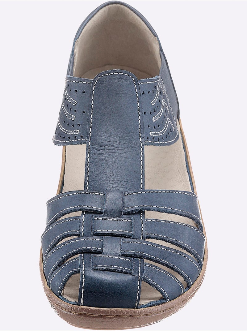 Trotteurs en cuir avec découpes et semelle souple - Taille standard - Witt Bleu jean - Kiabi
