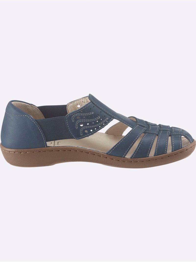 Trotteurs en cuir avec découpes et semelle souple - Taille standard - Witt Bleu jean - Kiabi