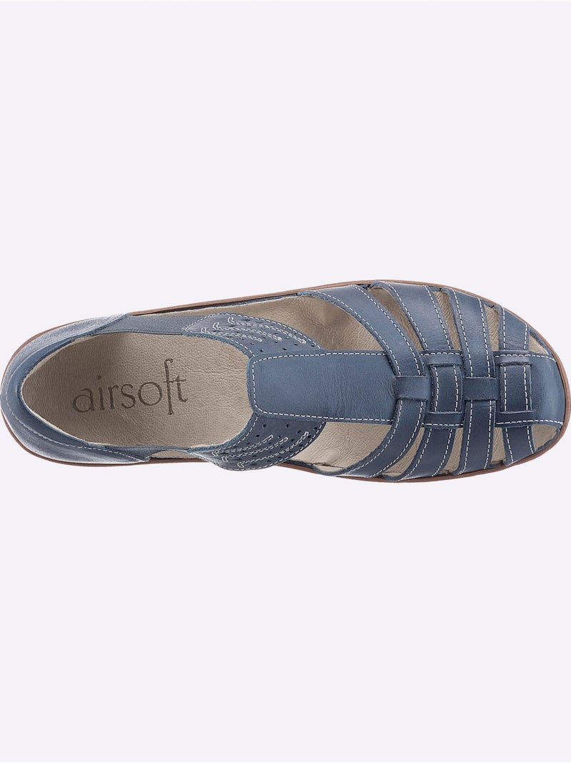 Trotteurs en cuir avec découpes et semelle souple - Taille standard - Witt Bleu jean - Kiabi