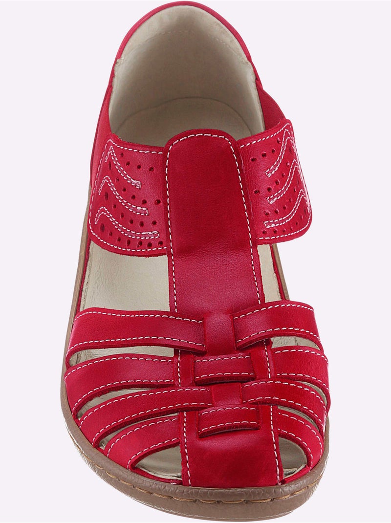 Trotteurs en cuir avec élastiques et perforations décoratives - Taille standard - Witt Rouge - Kiabi