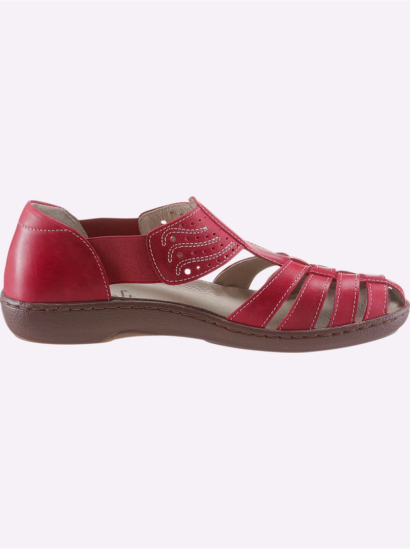 Trotteurs en cuir avec élastiques et perforations décoratives - Taille standard - Witt Rouge - Kiabi