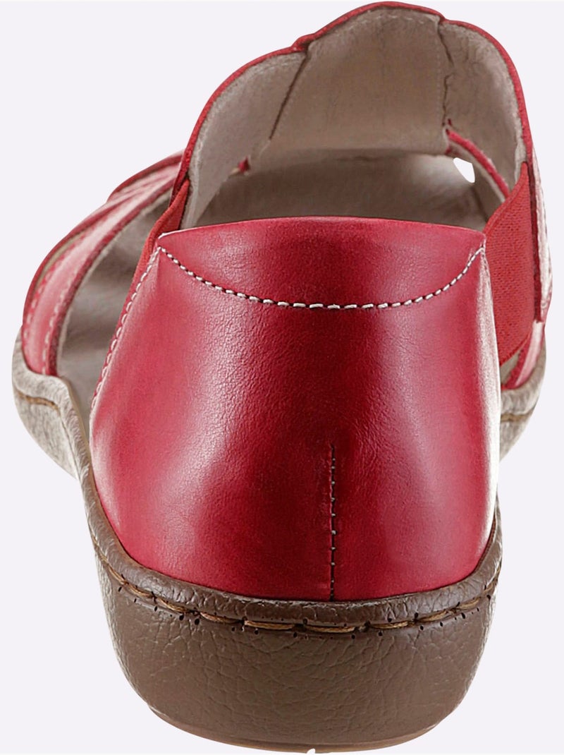 Trotteurs en cuir avec élastiques et perforations décoratives - Taille standard - Witt Rouge - Kiabi