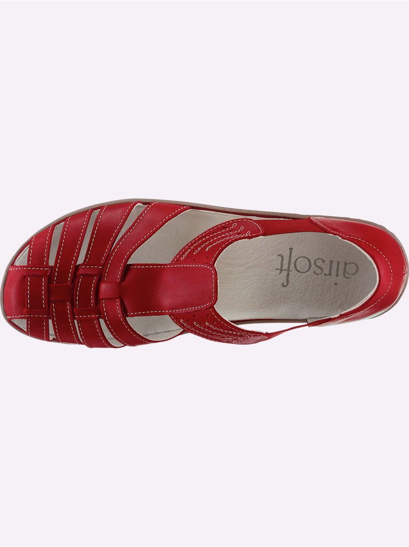 Trotteurs en cuir avec élastiques et perforations décoratives - Taille standard - Witt Rouge - Kiabi