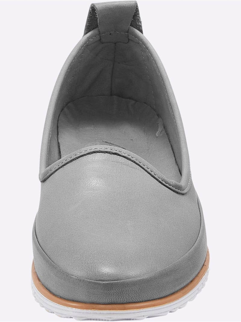 Trotteurs en cuir avec semelle intérieure amovible et souple - Taille standard - Helline Gris clair - Kiabi