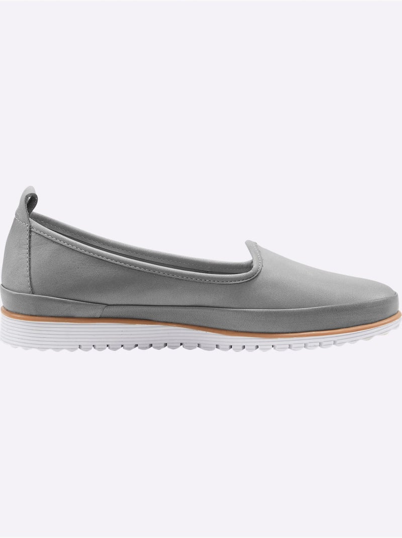 Trotteurs en cuir avec semelle intérieure amovible et souple - Taille standard - Helline Gris clair - Kiabi