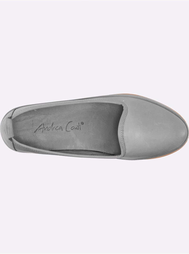 Trotteurs en cuir avec semelle intérieure amovible et souple - Taille standard - Helline Gris clair - Kiabi