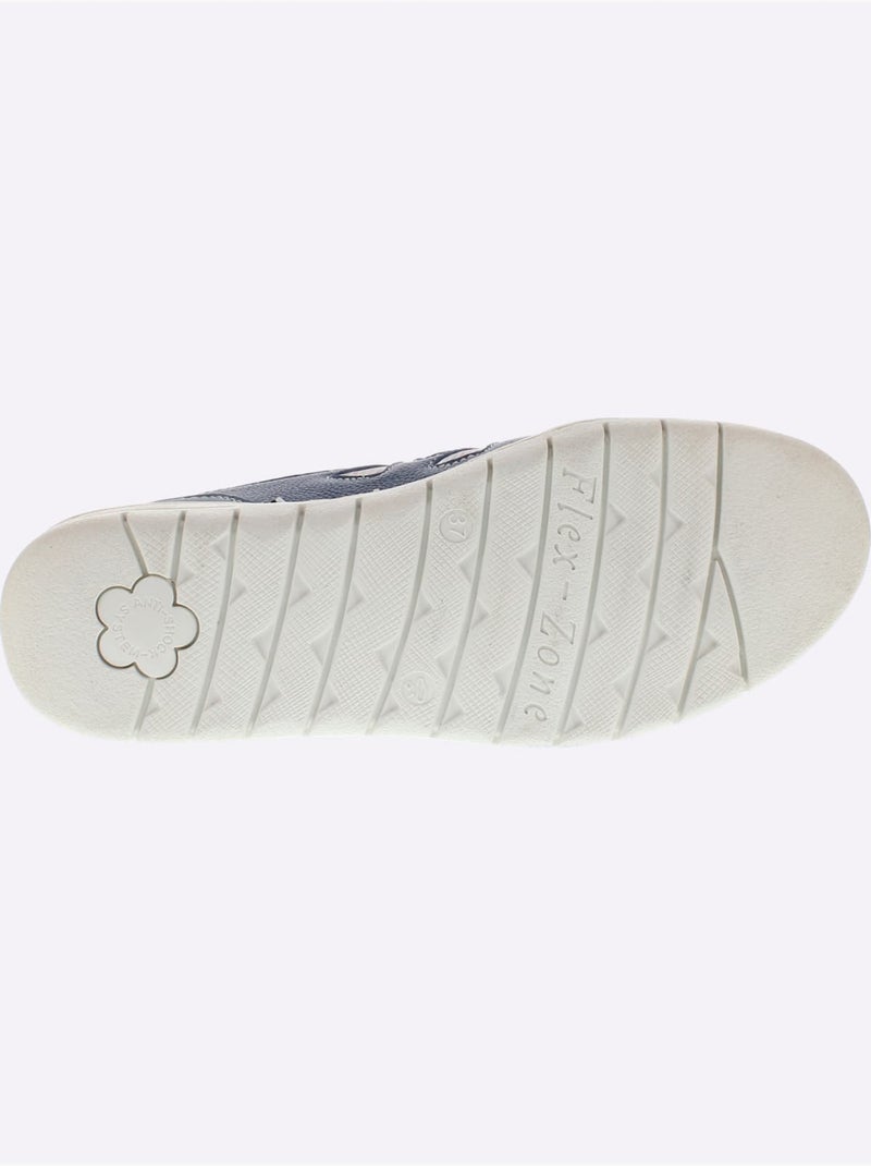 Trotteurs en cuir lisse et nubuck avec lacets élastiques - Taille standard - Witt Bleu jean - Kiabi