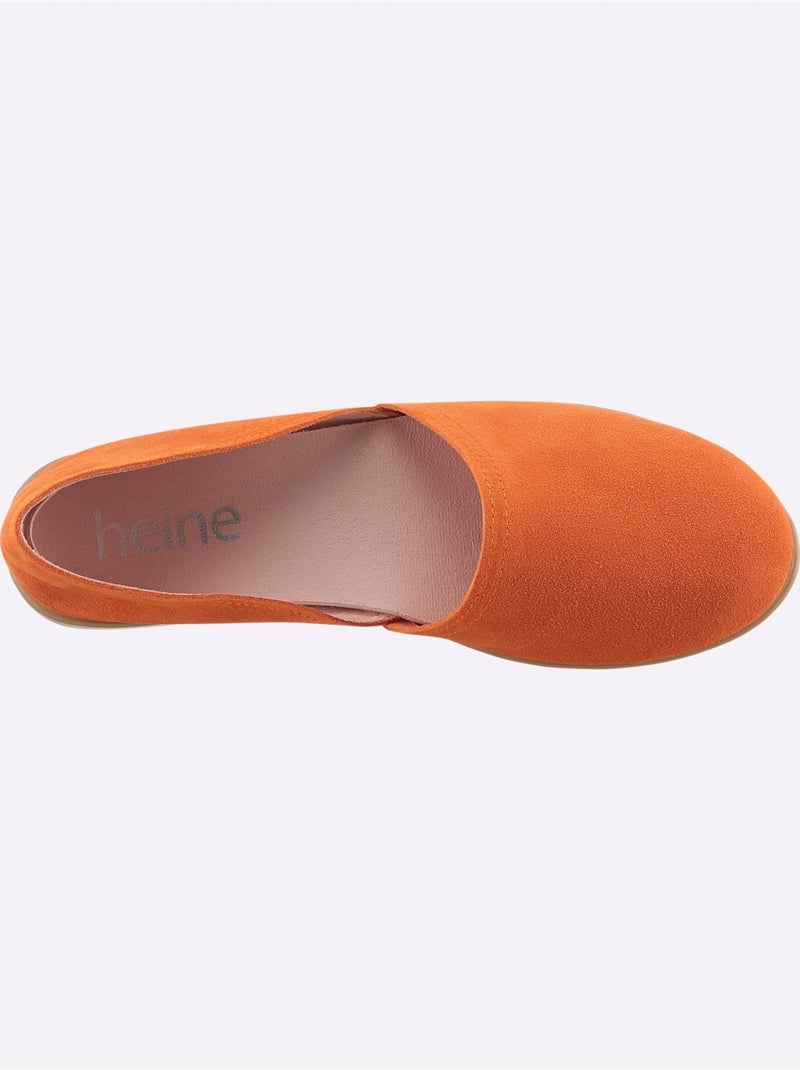 Trotteurs en cuir velours avec semelle intérieure textile - Taille standard - Helline Orange - Kiabi