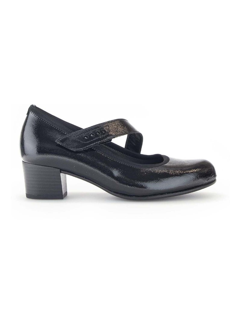 Trotteurs  en cuir vernis Noir - Kiabi
