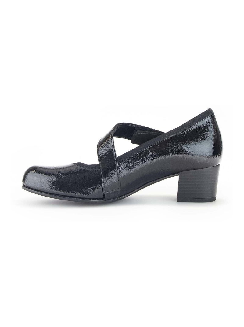 Trotteurs  en cuir vernis Noir - Kiabi