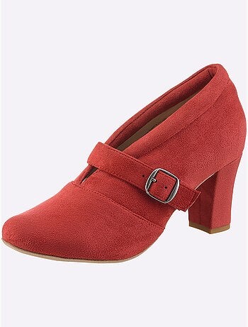 Trotteurs en synthétique velours avec talon bottier et doublure cuir - Taille standard - Helline