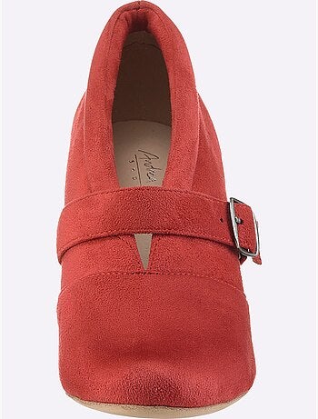 Trotteurs en synthétique velours avec talon bottier et doublure cuir - Taille standard - Helline