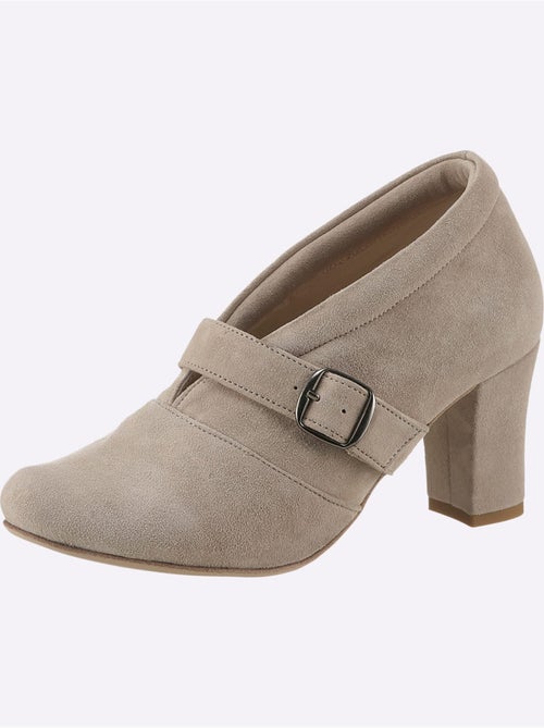 Trotteurs en synthétique velours avec talon bottier et doublure cuir - Taille standard - Helline - Kiabi