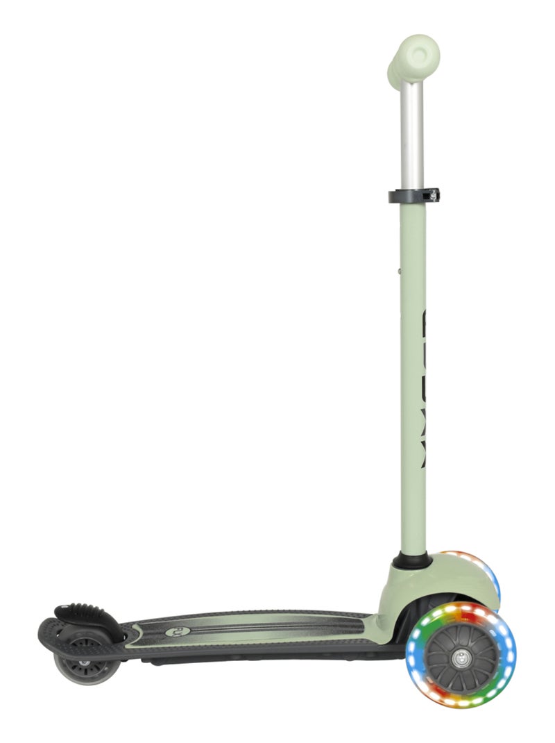 FLUXX Trottinette 3 Roues Funny Lights – Roues Lumineuses Sans Pile – Guidon Réglable 62-72 Cm – Dès 3 Ans – Vert Sauge