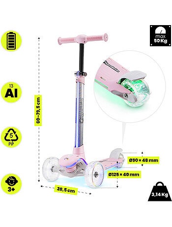 Trottinette 3 Roues HyperMotion BECKY LED dès 3 ans