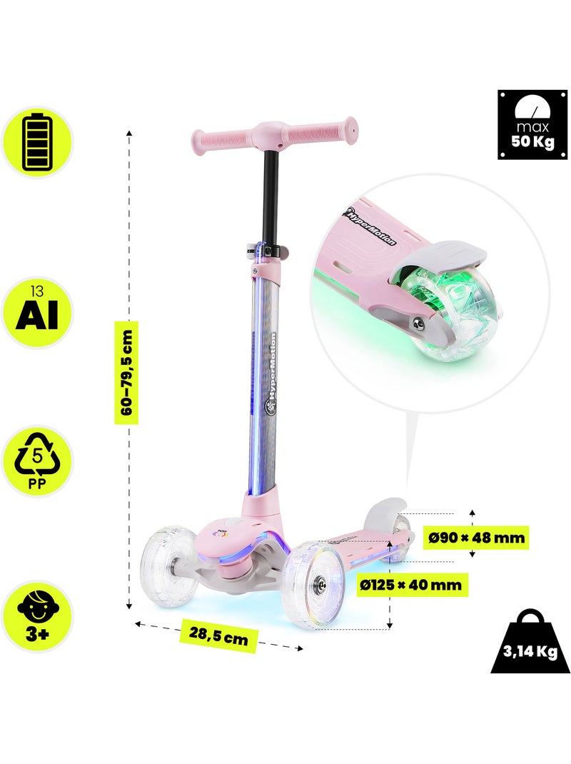 Trottinette 3 Roues HyperMotion BECKY LED dès 3 ans Rose - Kiabi