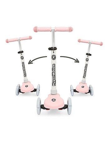 Trottinette 3 roues LED rose réglable max 50kg HyperMotion