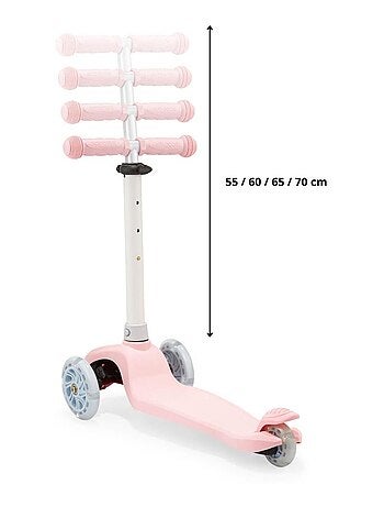 Trottinette 3 roues LED rose réglable max 50kg HyperMotion