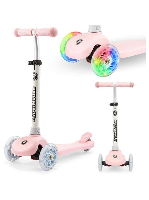 Trottinette 3 roues LED rose réglable max 50kg HyperMotion - Kiabi