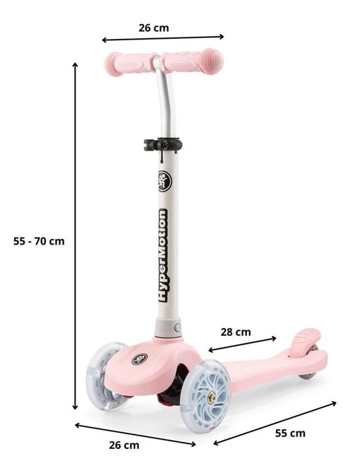 Trottinette 3 roues LED rose réglable max 50kg HyperMotion - Kiabi