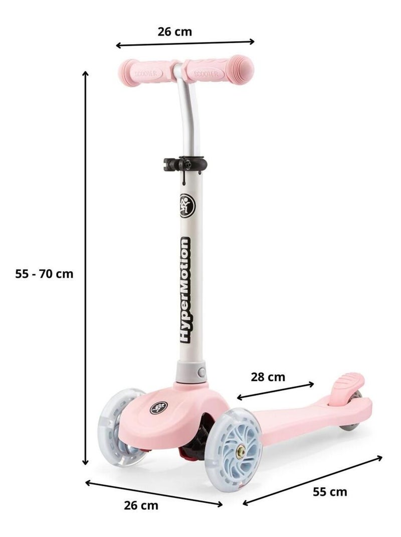 Trottinette 3 roues LED rose réglable max 50kg HyperMotion N/A - Kiabi