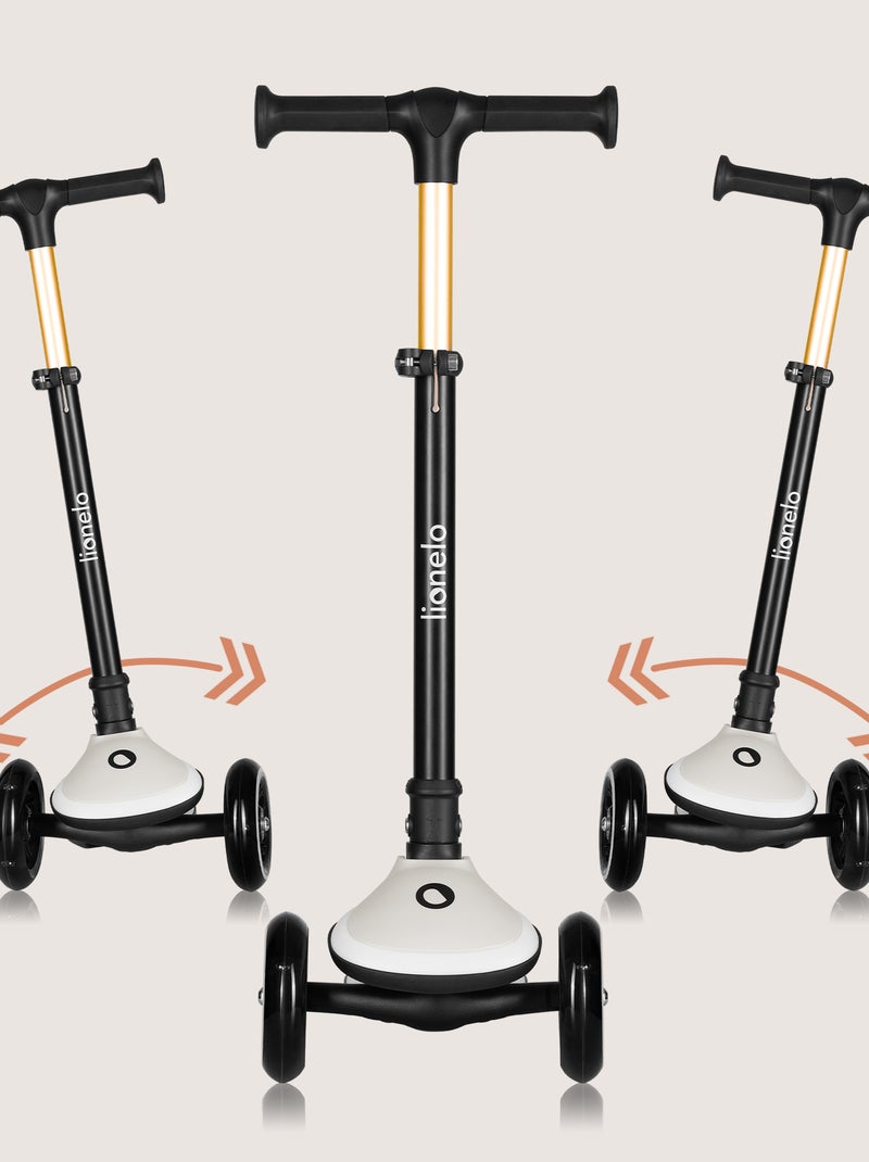 Trottinette 3 roues LIONELO Mey - Roues éclairées - Pliable - Hauteur réglable - Panier inclus Beige - Kiabi