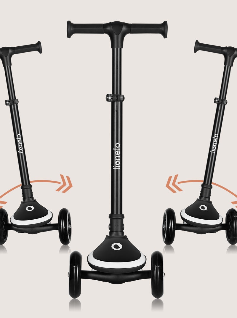 Trottinette 3 roues LIONELO Mey - Roues éclairées - Pliable - Hauteur réglable - Panier inclus Noir - Kiabi