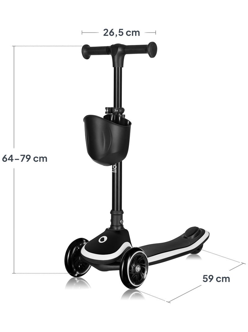 Trottinette 3 roues LIONELO Mey - Roues éclairées - Pliable - Hauteur réglable - Panier inclus Noir - Kiabi