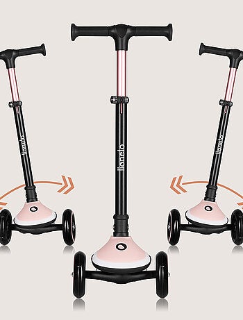 Trottinette 3 roues LIONELO Mey - Roues éclairées - Pliable - Hauteur réglable - Panier inclus