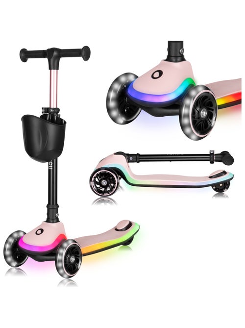 Trottinette 3 roues LIONELO Mey - Roues éclairées - Pliable - Hauteur réglable - Panier inclus - Kiabi