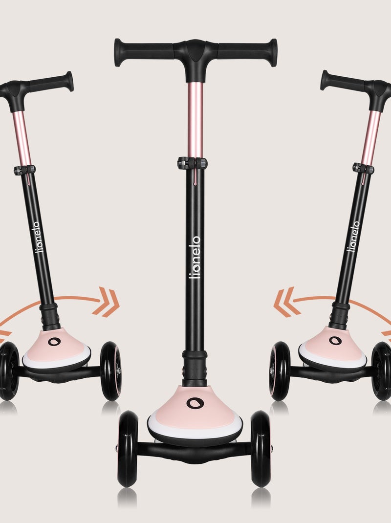 Trottinette 3 roues LIONELO Mey - Roues éclairées - Pliable - Hauteur réglable - Panier inclus Rose - Kiabi