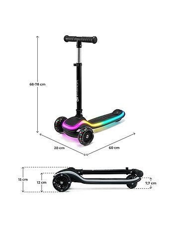Trottinette à trois roues avec lumières led pour enfant