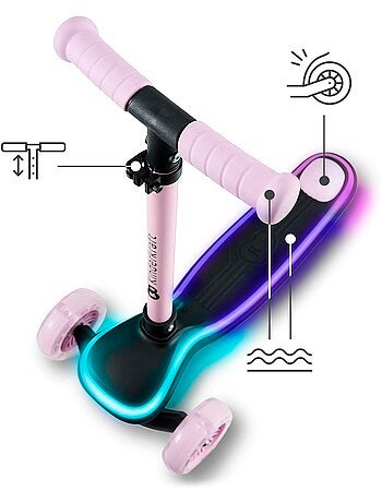 Trottinette à trois roues avec lumières led pour enfant