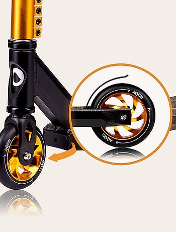 Trottinette acrobatique - LIONELO Whizz - Guidon large - Roulements ABEC-9 - Noir