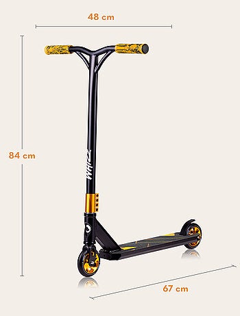 Trottinette acrobatique - LIONELO Whizz - Guidon large - Roulements ABEC-9 - Noir