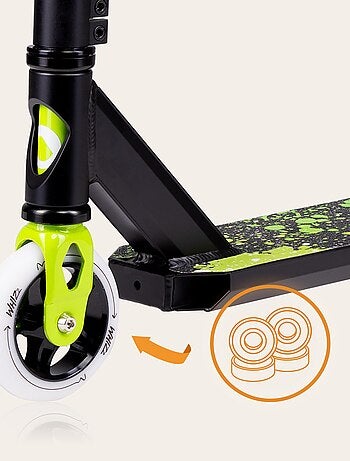 Trottinette acrobatique - LIONELO Whizz - Guidon large - Roulements ABEC-9 - Noir