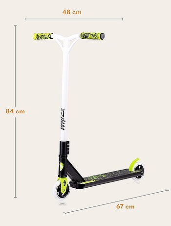 Trottinette acrobatique - LIONELO Whizz - Guidon large - Roulements ABEC-9 - Noir