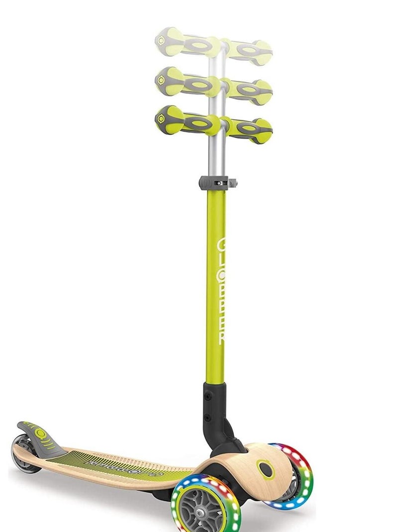 Trottinette Aluminium GLOBBER Primo Foldable Wood Vert avec roues lumineuses N/A - Kiabi