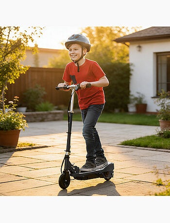 Trottinette électrique 120w pliable réglable enfant 7-14 ans max. 12 km/h noir