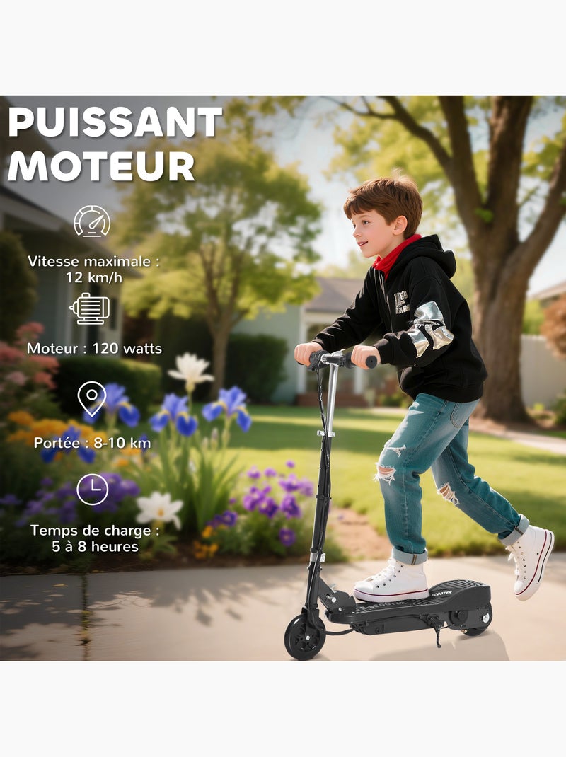 Trottinette électrique 120w pliable réglable enfant 7-14 ans max. 12 km/h noir Noir - Kiabi